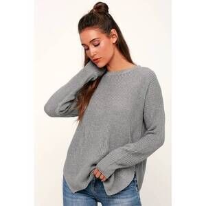 Lulus Alyssa Grey Knit Sweater - Size S